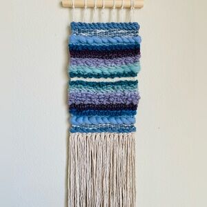 Handmade weaving tapestries created by me. Title “Into the sky”